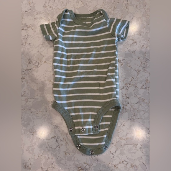 Carter's Other - Carter's 3M Green and White Striped Baby Onesie